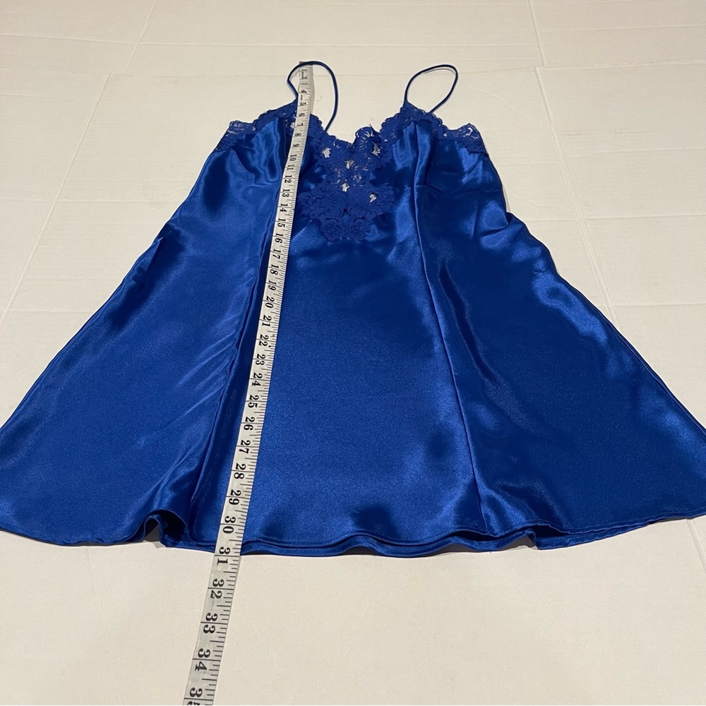 Partners Mervyns Blue Women's Size Medium Satin Sleepwear Set Camisole & Robe - Picture 9 of 16